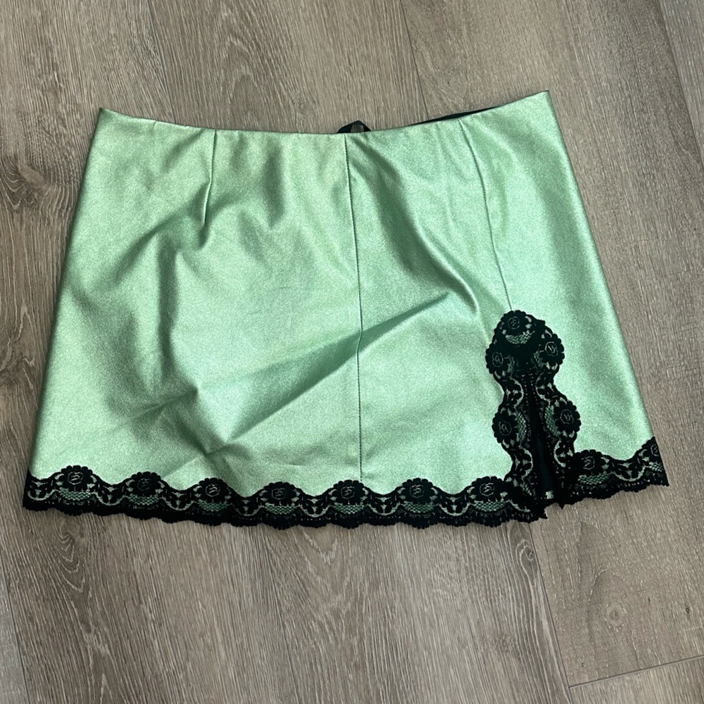 Anna Sui Green Metallic Faux-Leather Miniskirt